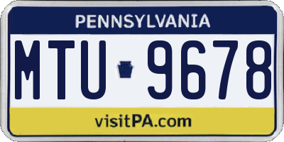 PA license plate MTU9678