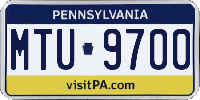 PA license plate MTU9700