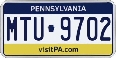 PA license plate MTU9702