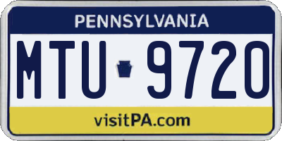 PA license plate MTU9720