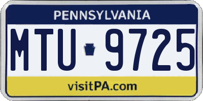 PA license plate MTU9725