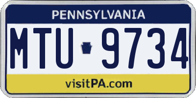 PA license plate MTU9734