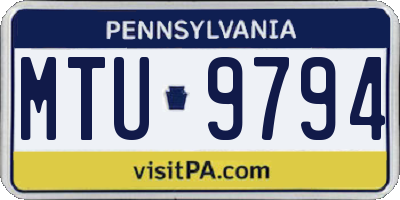 PA license plate MTU9794