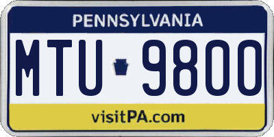 PA license plate MTU9800