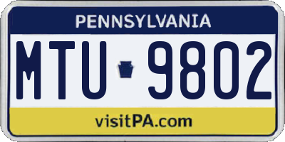 PA license plate MTU9802