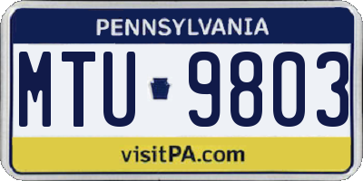 PA license plate MTU9803