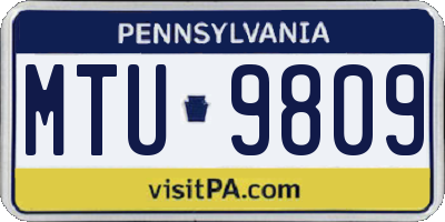 PA license plate MTU9809