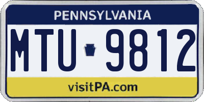 PA license plate MTU9812