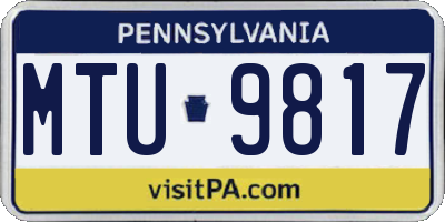 PA license plate MTU9817