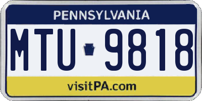 PA license plate MTU9818