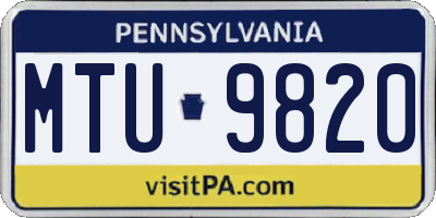 PA license plate MTU9820