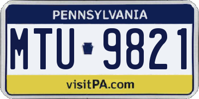 PA license plate MTU9821