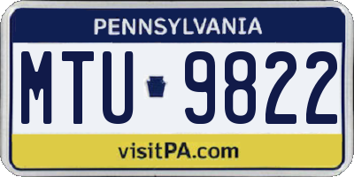 PA license plate MTU9822