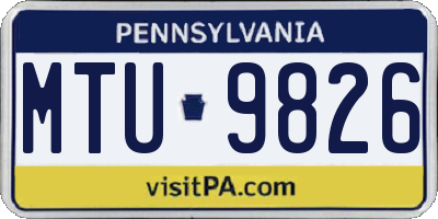 PA license plate MTU9826