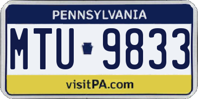 PA license plate MTU9833
