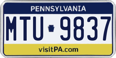 PA license plate MTU9837