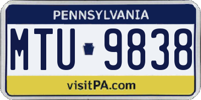 PA license plate MTU9838