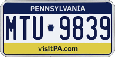 PA license plate MTU9839