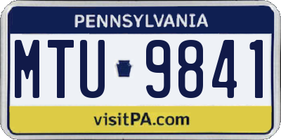 PA license plate MTU9841