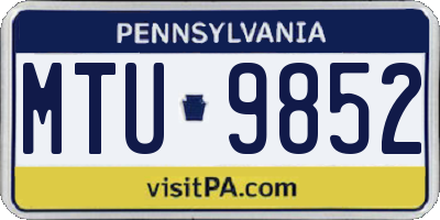 PA license plate MTU9852