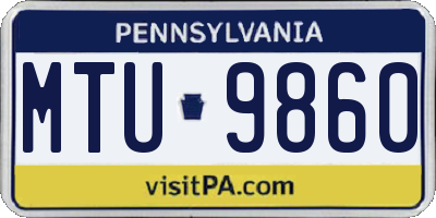 PA license plate MTU9860