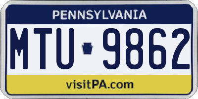 PA license plate MTU9862
