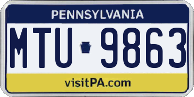 PA license plate MTU9863