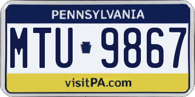PA license plate MTU9867