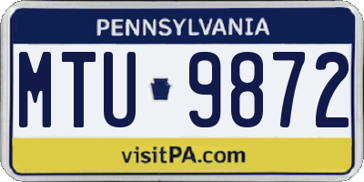 PA license plate MTU9872