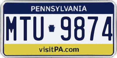 PA license plate MTU9874