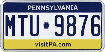 PA license plate MTU9876