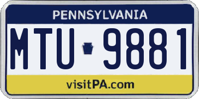 PA license plate MTU9881