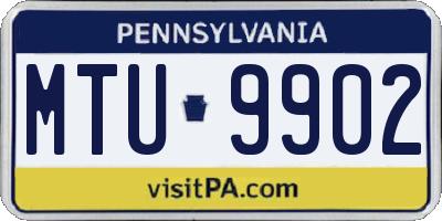 PA license plate MTU9902
