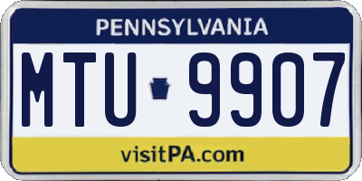 PA license plate MTU9907