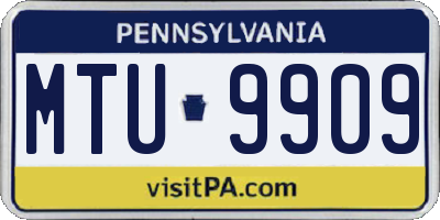 PA license plate MTU9909