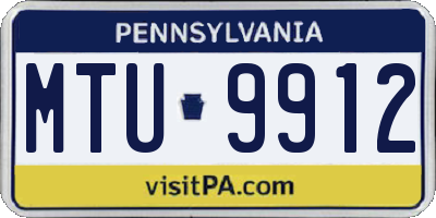 PA license plate MTU9912
