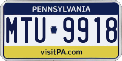 PA license plate MTU9918