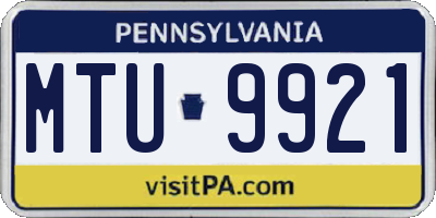 PA license plate MTU9921