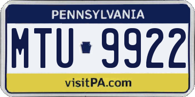 PA license plate MTU9922