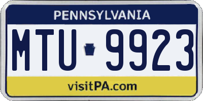 PA license plate MTU9923