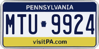 PA license plate MTU9924