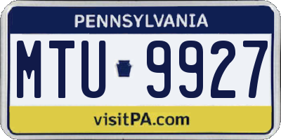 PA license plate MTU9927