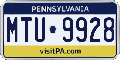 PA license plate MTU9928
