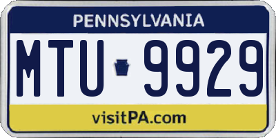 PA license plate MTU9929