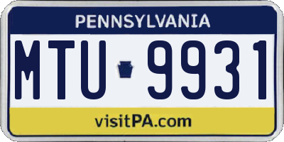 PA license plate MTU9931