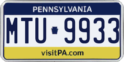 PA license plate MTU9933