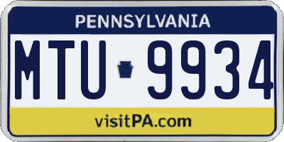 PA license plate MTU9934