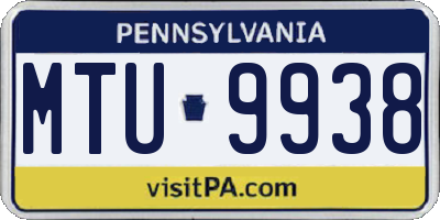 PA license plate MTU9938