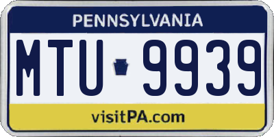 PA license plate MTU9939