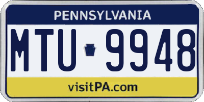 PA license plate MTU9948